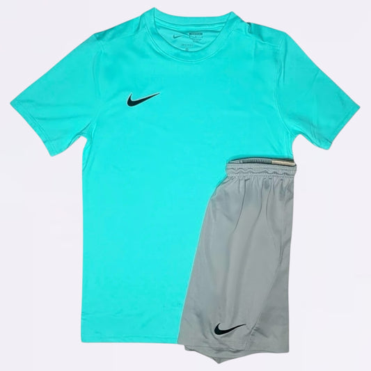 Nike Dri Fit Set - Tee & Shorts - Mint Green / Grey