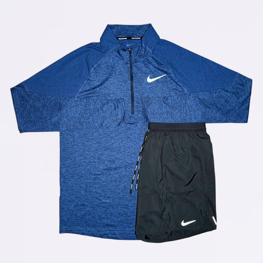 Nike Element / Flex Stride Set - Half Zip & Shorts - Blue/Black