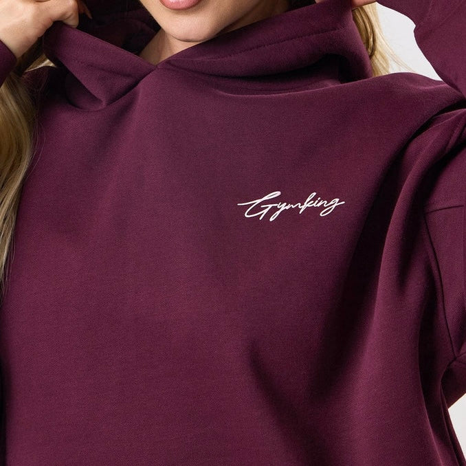 Gym King Script Mindset Hoodie - Dark Cherry