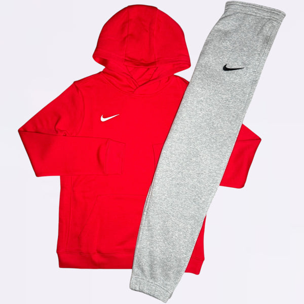 Nike Park Hoodie & Joggers Set - Red / Grey (Junior)