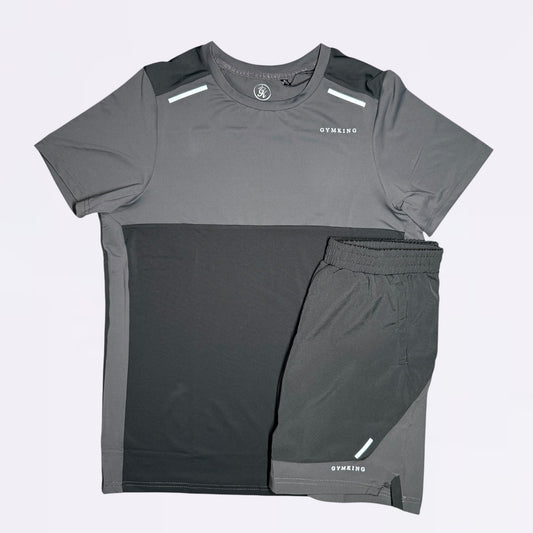 GymKing Advance Tee & Shorts Set - Urban Grey/Fossil Grey (Junior)