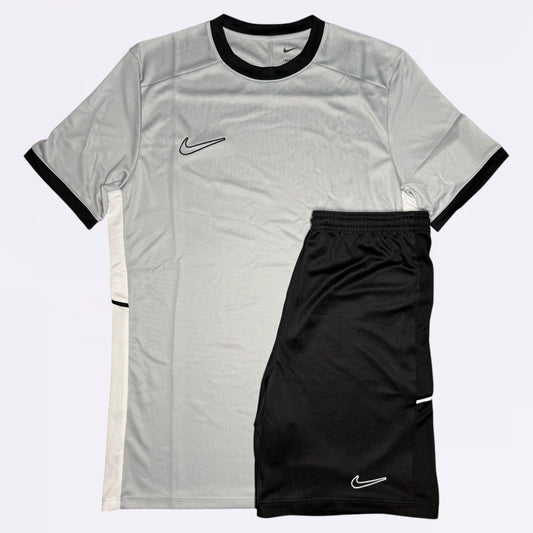 Nike Academy 2.0 Set - Tee & Shorts - Grey / Black (Junior)