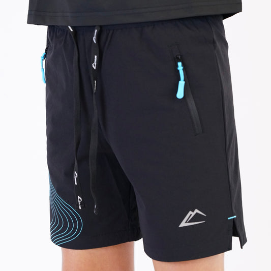 ActiveLine Wave Tee & Shorts Set - Black / Turquoise (Junior)
