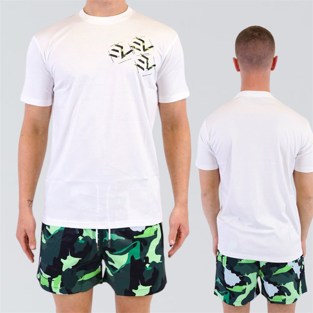 Envi Camo Tee & Shorts Set - White / Green
