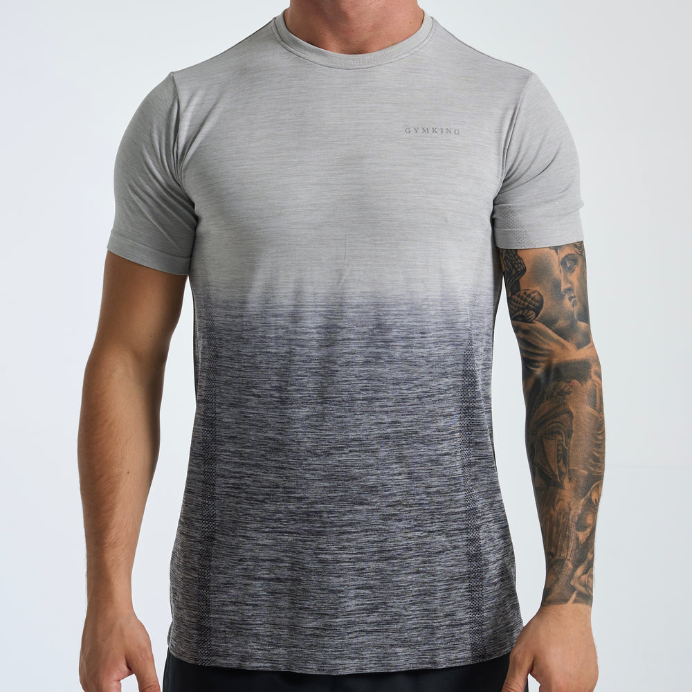 GymKing Relentless Ombré Seamless Tee - Black / Urban Grey