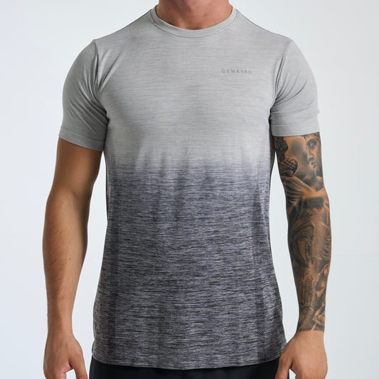 GymKing Relentless Ombré Seamless Tee - Black / Urban Grey
