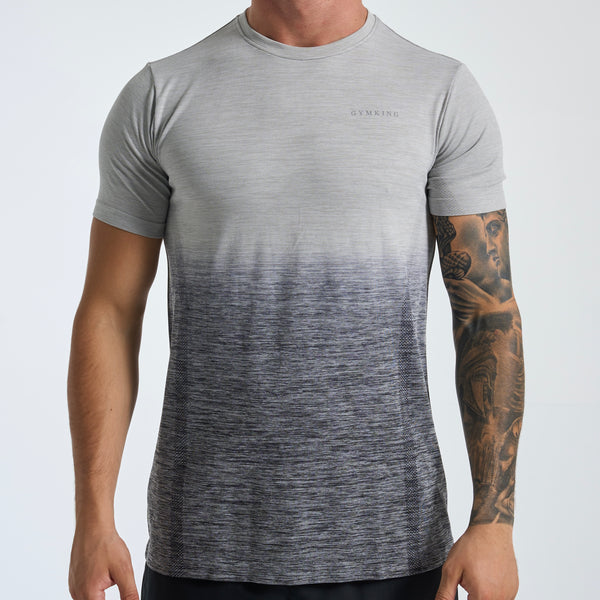 GymKing Relentless Ombré Seamless Tee - Black / Urban Grey