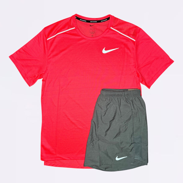 Nike Miler & Challenger - Tee & Shorts - Punch / Grey