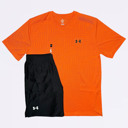Under Armour Geotessa Set - Tee & Shorts - Orange / Black