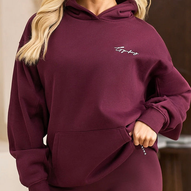 Gym King Script Mindset Hoodie - Dark Cherry