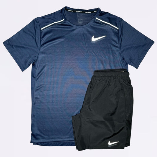 Nike Miler / Challenger Set - Tee / Shorts - Navy / Black