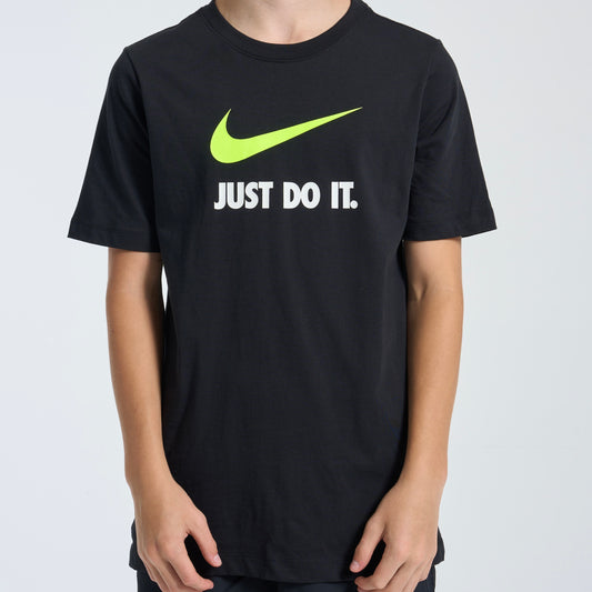 Nike Cotton Tee - Black / Neon (Junior)