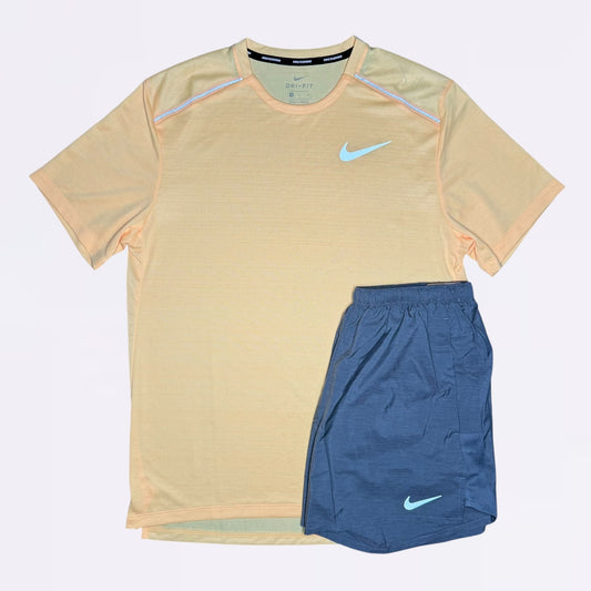 Nike Miler & Challenger - Tee & Shorts - Mango / Grey
