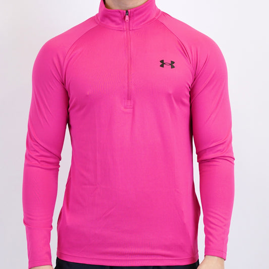 Under Armour Tech / Speed Stride Set - Half Zip & Shorts - Pink / Black