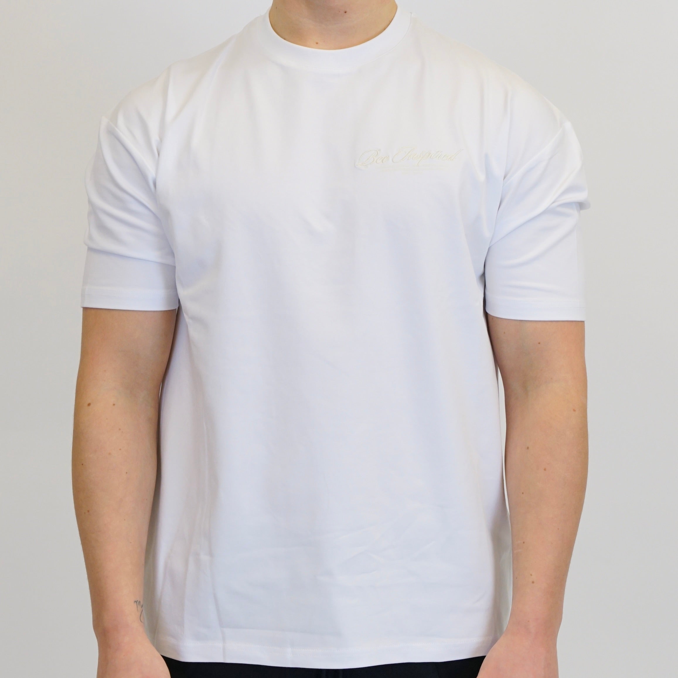 Bee Inspired Embroidered Tee - White
