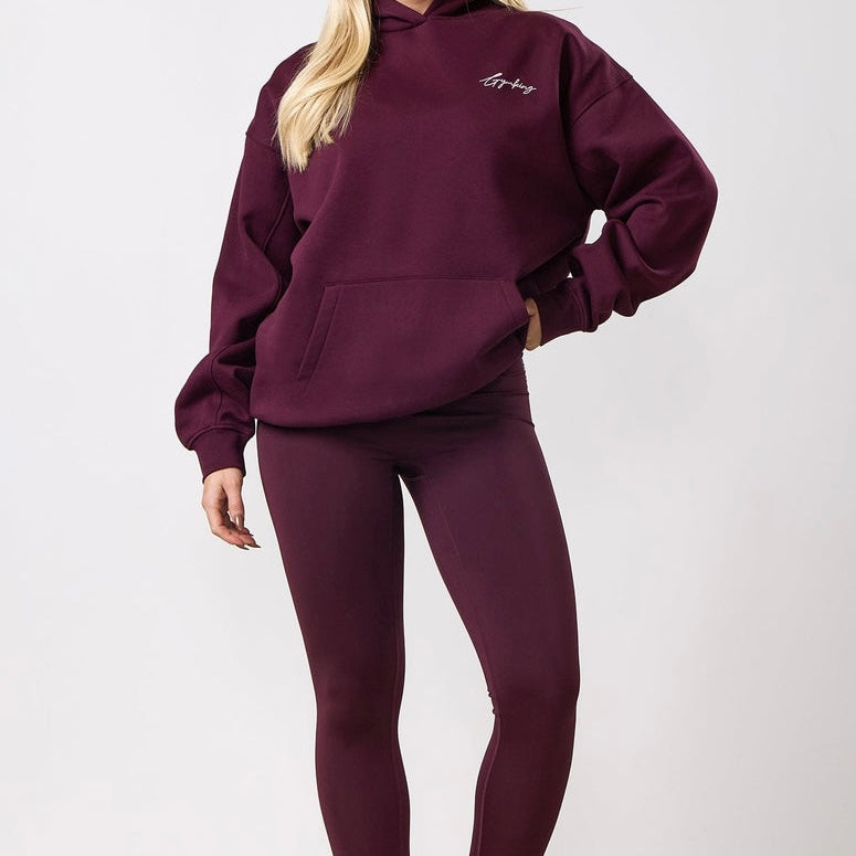 Gym King Script Mindset Hoodie - Dark Cherry