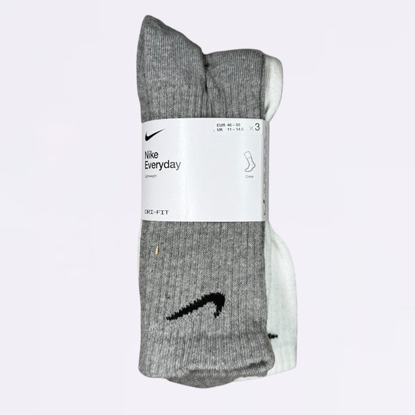 Nike Everyday Lightweight Crew Socks White Grey Black