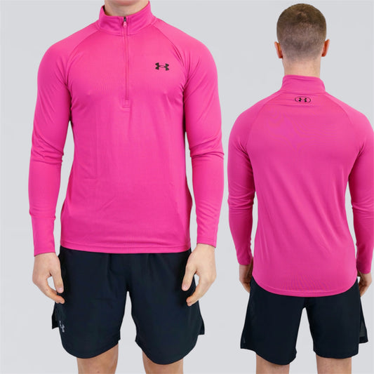 Under Armour Tech / Speed Stride Set - Half Zip & Shorts - Pink / Black