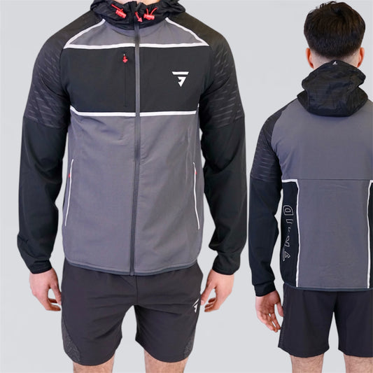 GRIID Glitch & Motion Set - Jacket & Shorts - Red / Grey / Black