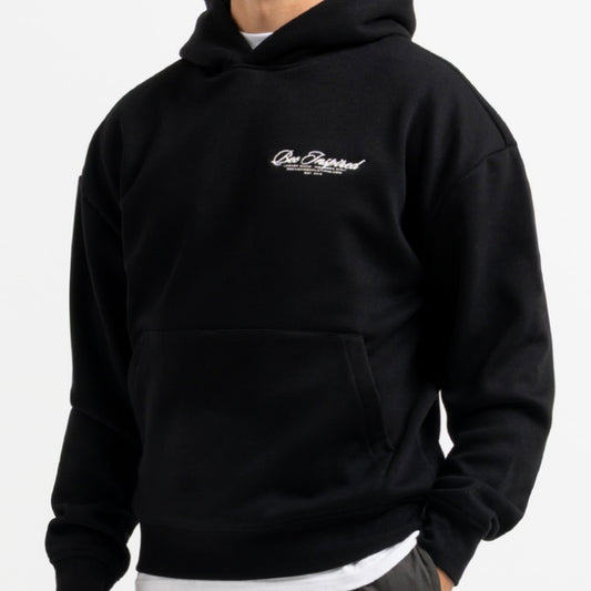 Bee Inspired Embroidered Hoodie - Black