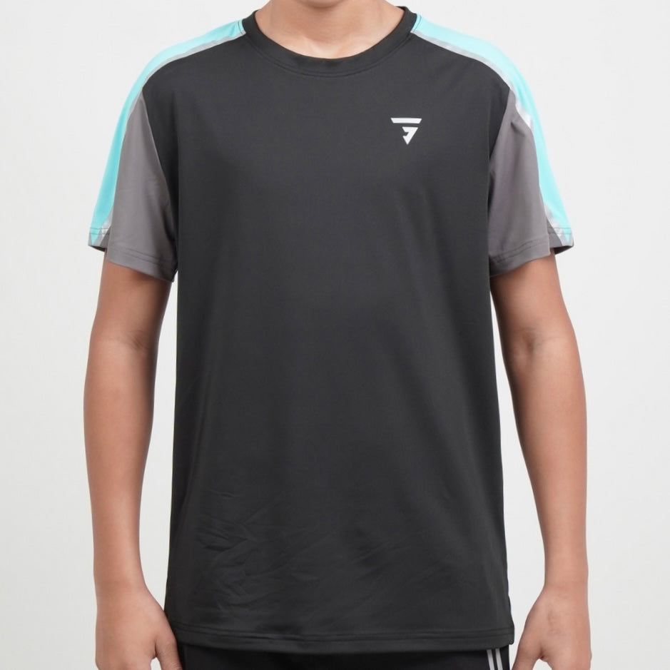 GRIID Reflect Tee - Black/Aqua (Junior)