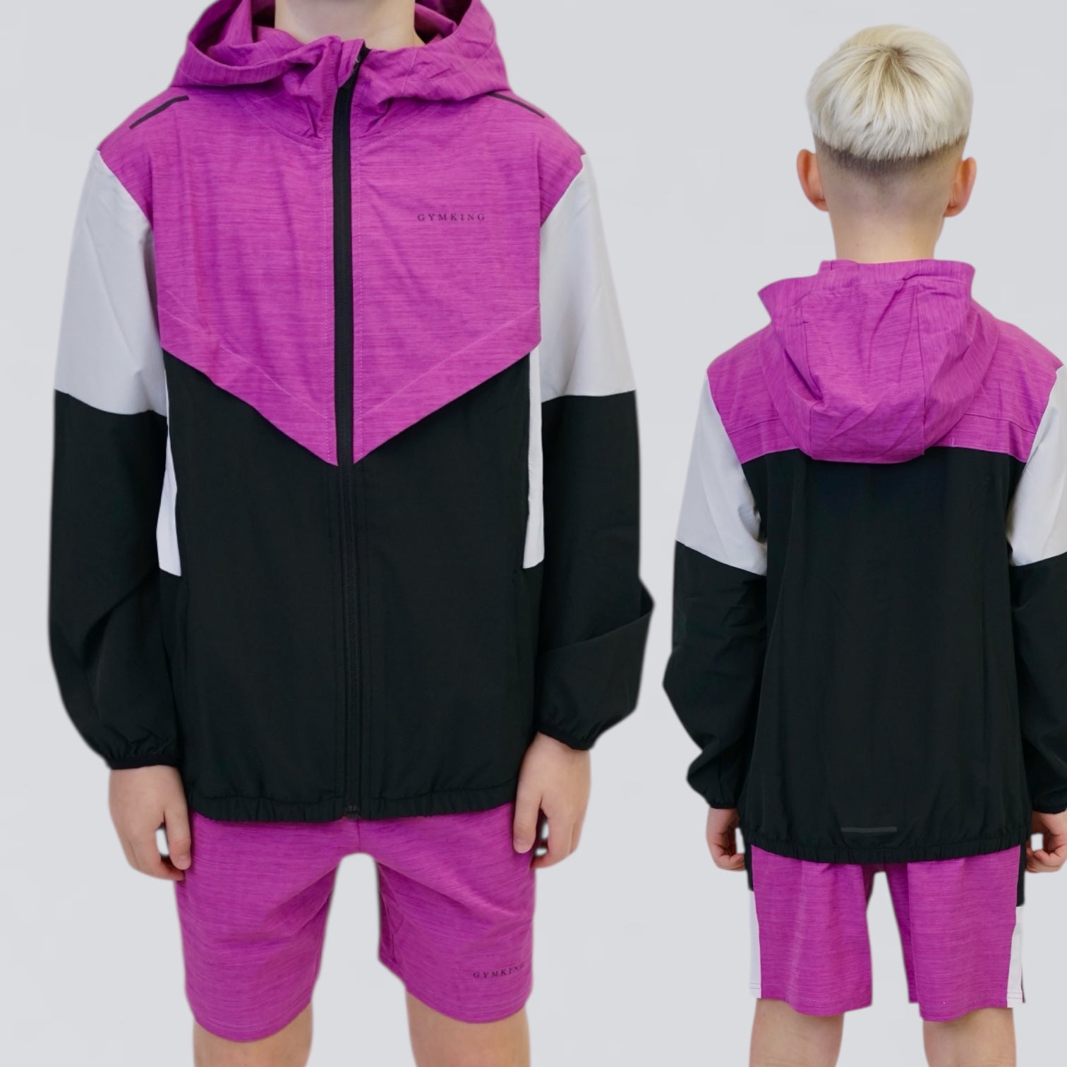 Gym King Vision Jacket & Shorts Set  - Purple / Dark Grey  (Junior)