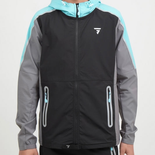 GRIID Reflect Jacket - Black / Aqua  (Junior)