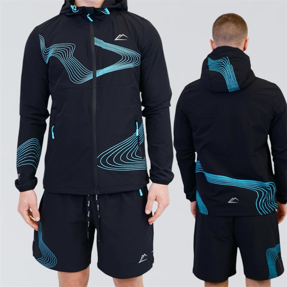 ActiveLine Wave - Jacket & Shorts Set - Black / Turquoise
