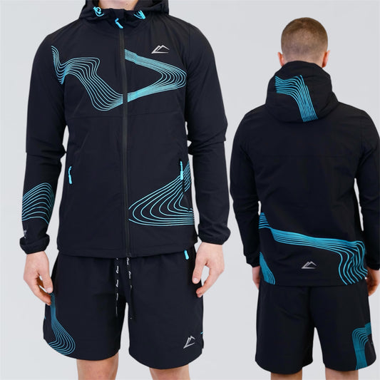 ActiveLine Wave - Jacket & Shorts Set - Black / Turquoise