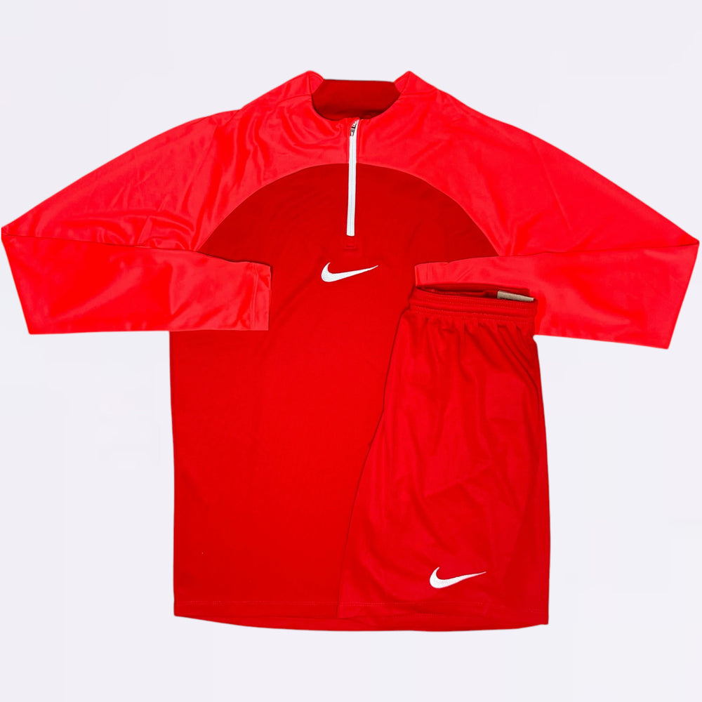 Nike Academy & Dri Fit Set  - Half Zip & Shorts - Crimson Red / Red