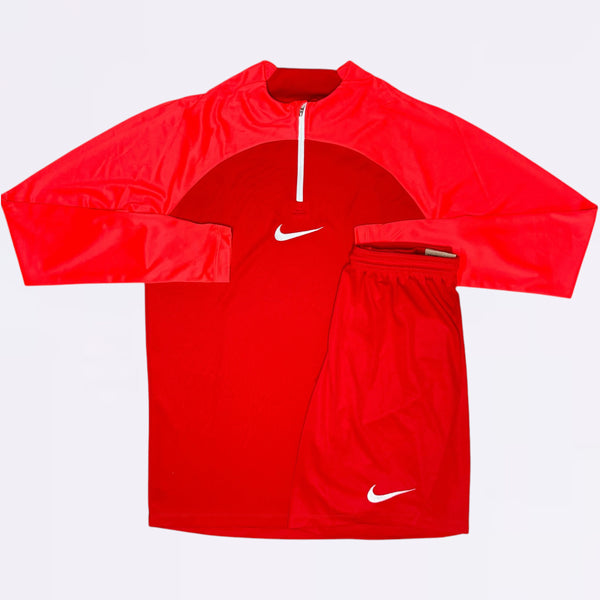 Nike Academy & Dri Fit Set  - Half Zip & Shorts - Crimson Red / Red