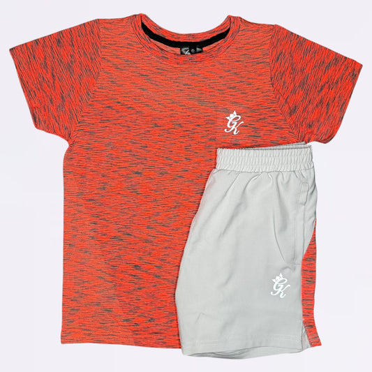 GymKing Seamless Space Dye Set - Coral/Light Grey Grindle (Junior)
