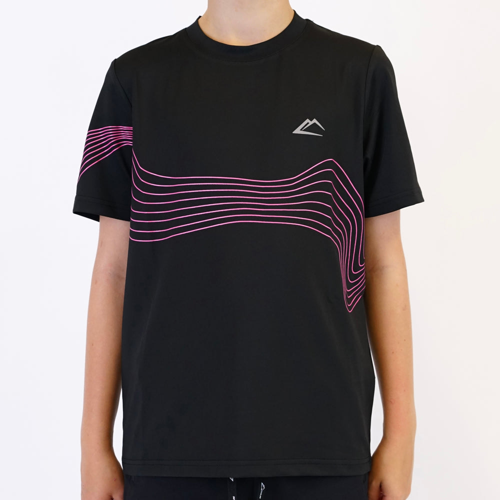 ActiveLine Wave Tee - Black / Pink (Junior)