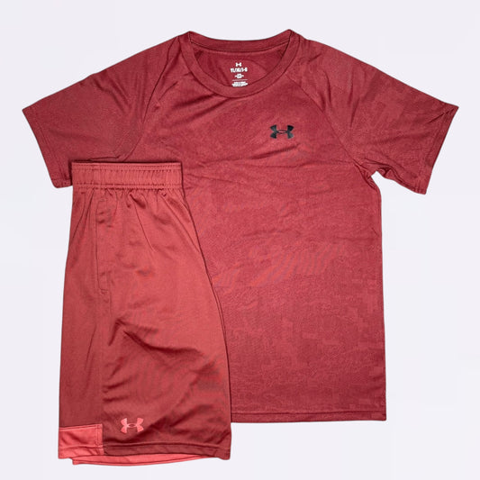 Under Armour Set - Tee & Shorts - Maroon (Junior)