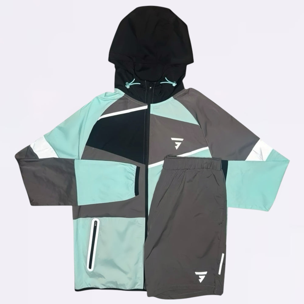 GRIID Panel Windrunner + Dash Short Set - Aqua / Grey
