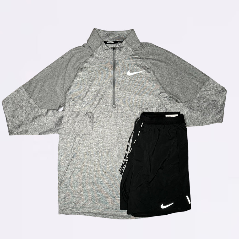 Nike Element / Flex Stride Set - Half Zip & Shorts - Grey / Black