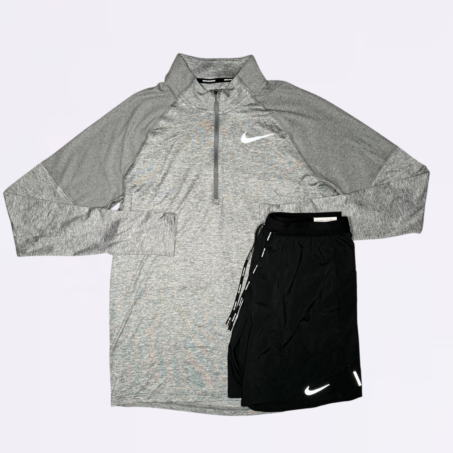 Nike Element / Flex Stride Set - Half Zip & Shorts - Grey / Black