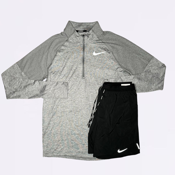 Nike Element / Flex Stride Set - Half Zip & Shorts - Grey / Black