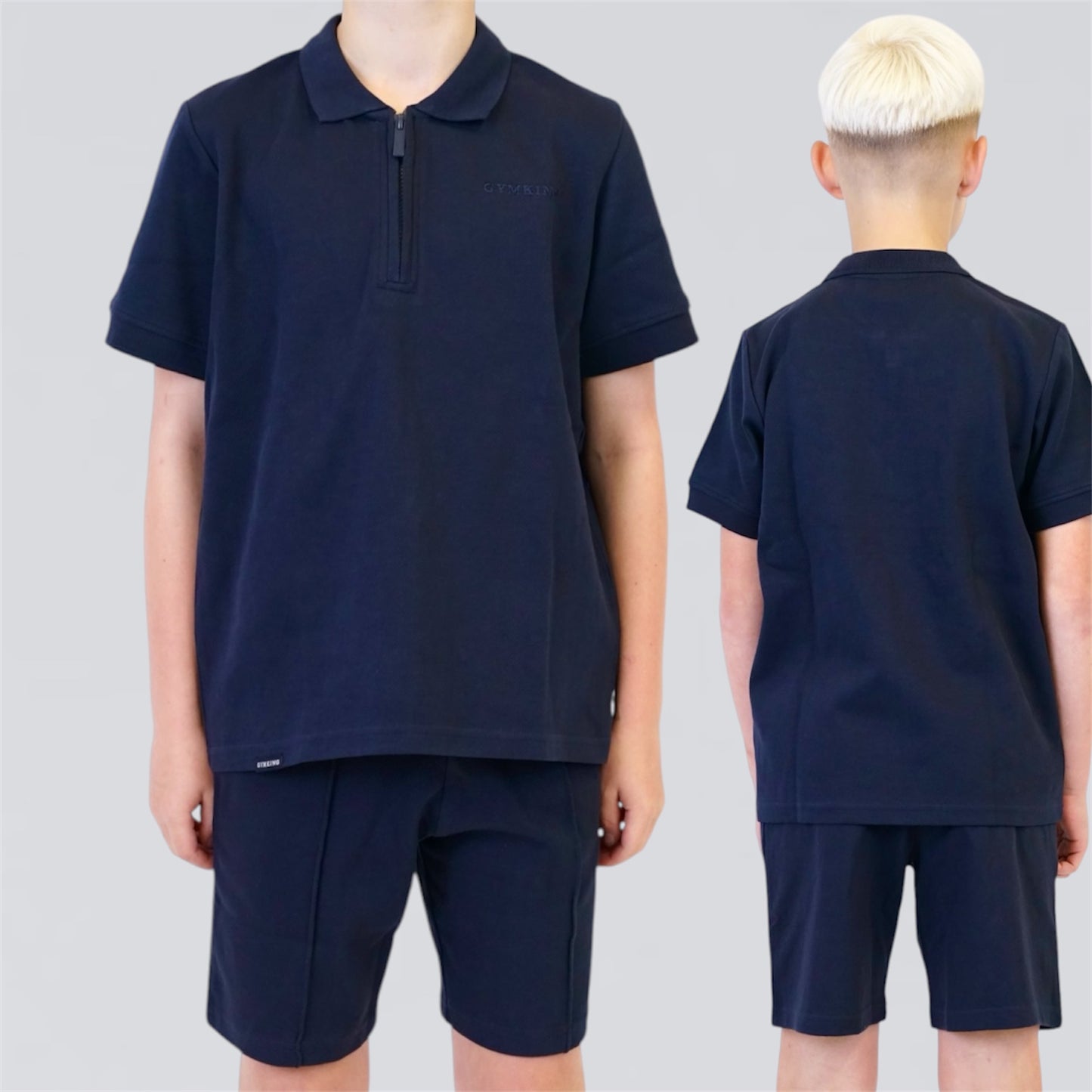Gym King Zipped Polo Set - Navy (Junior)