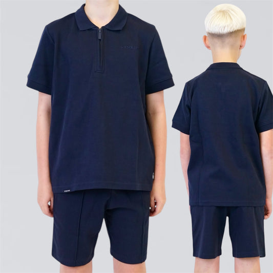 Gym King Zipped Polo Set - Navy (Junior)