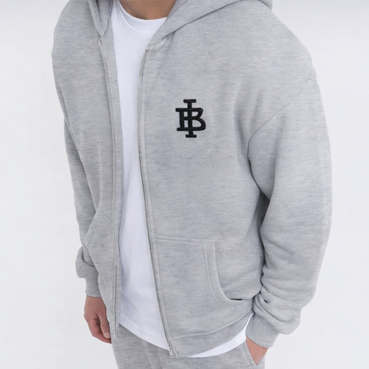 Bee Inspired Monogram Zipper - Grey