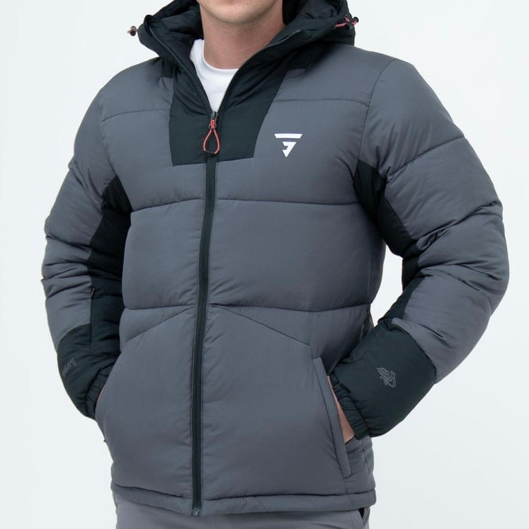 GRIID Mera Puffer Jacket Dark Grey (Red Toggle)
