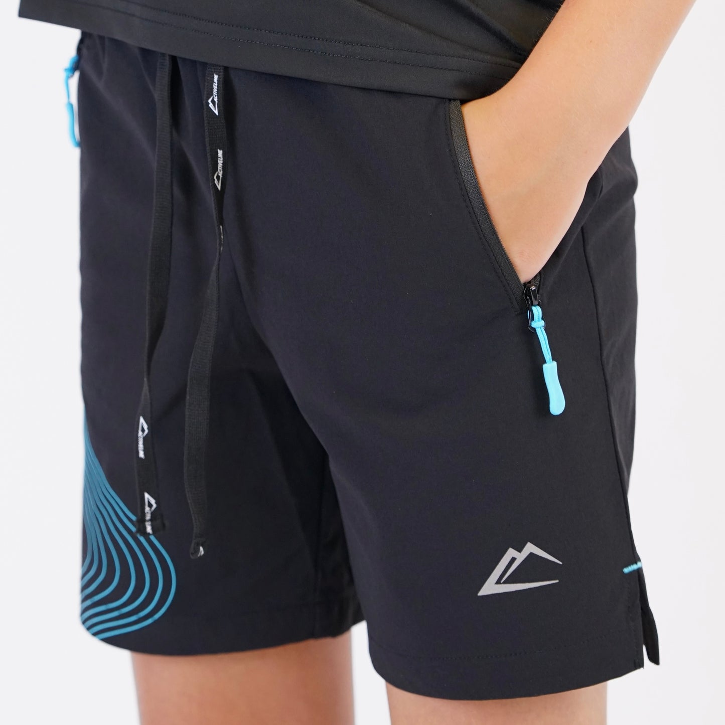 ActiveLine Wave - Jacket & Shorts Set - Black / Turquoise (Junior)