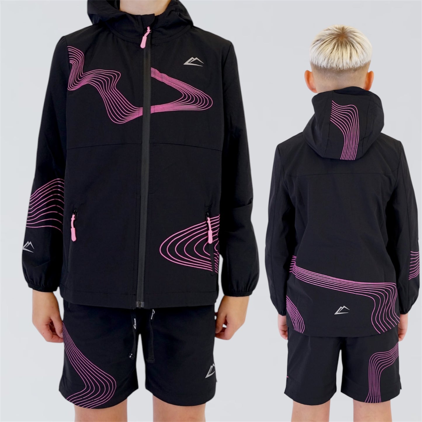 ActiveLine Wave - Jacket & Shorts Set - Black / Pink (Junior)
