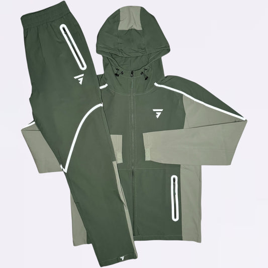 GRIID Reflect Windrunner Set - Khaki / Forrest Green