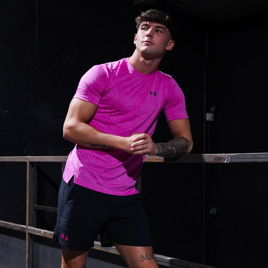 Under Armour Geotessa Set - Tee & Shorts - Pink / Black