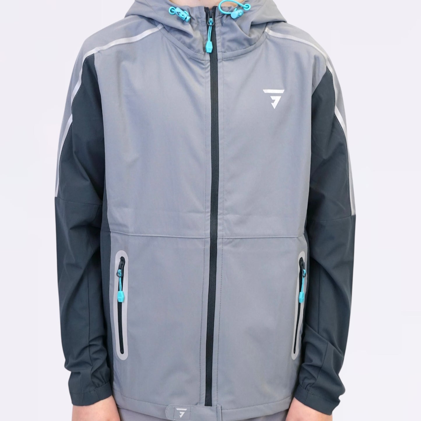 GRIID Reflect Jacket - Light Grey/Aqua (Junior)
