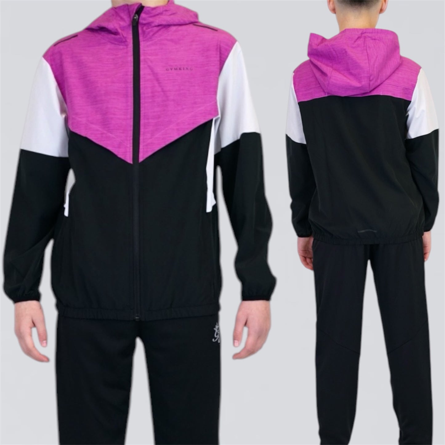 Gym King Vision Jacket & Joggers Set  - Purple / Black  (Junior)