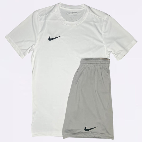 Nike Dri Fit Set - Tee & Shorts - White / Grey