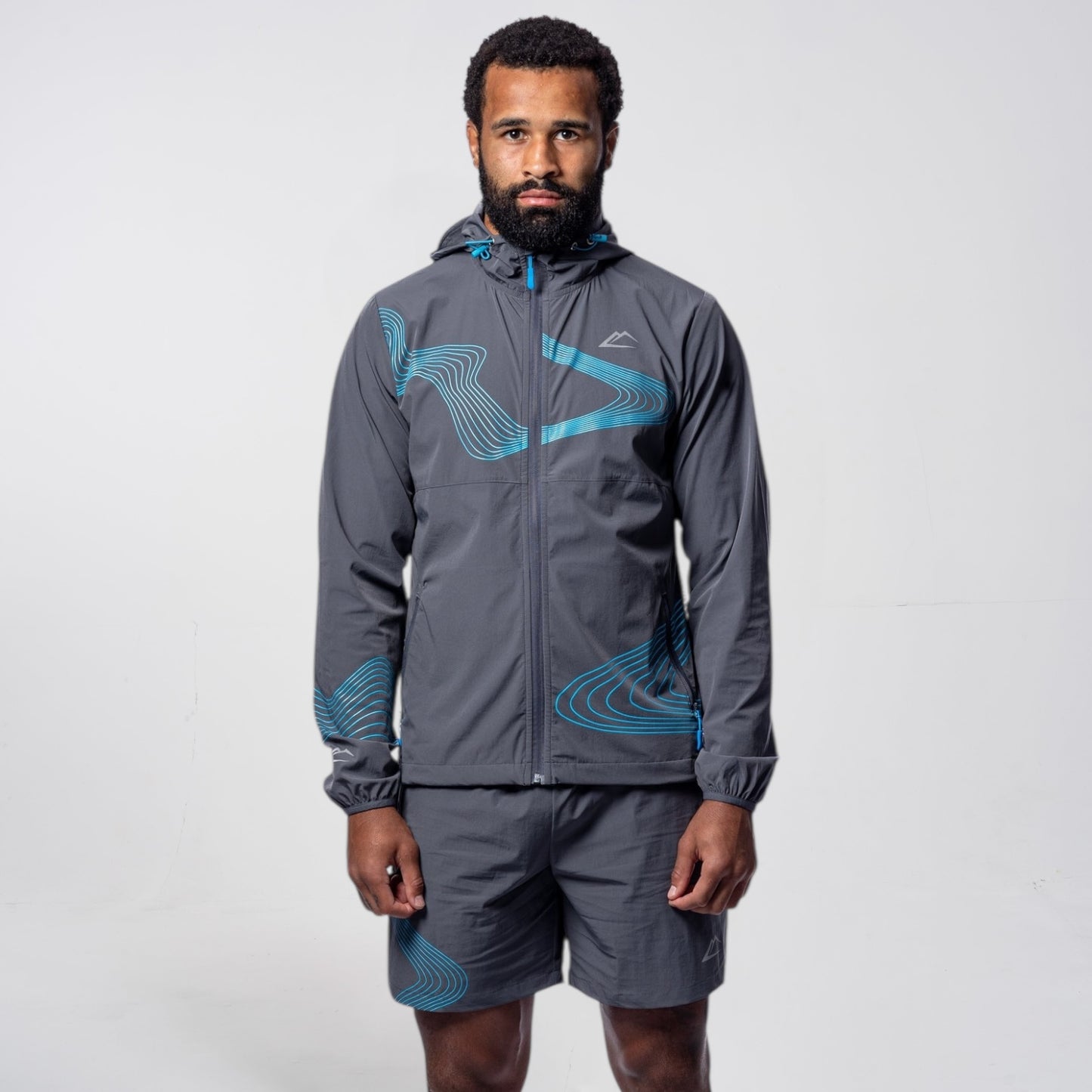 ActiveLine Wave Windrunner & Shorts Set - Grey / Baltic Blue